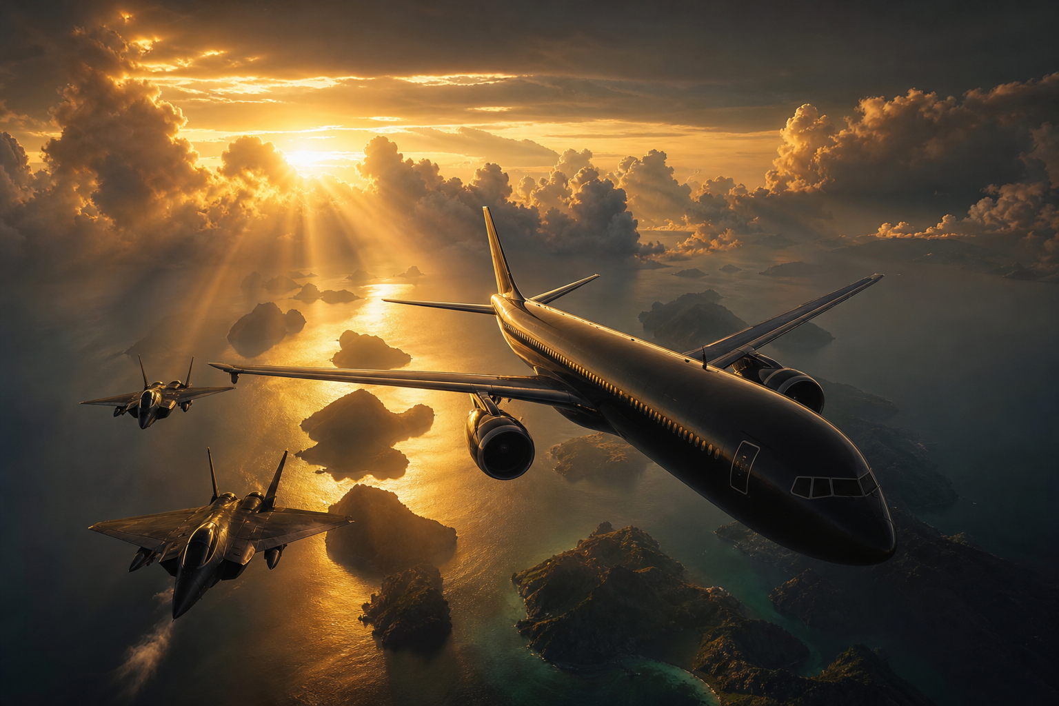 Commercial Airliner Above Tropical Islands In Clear Blue Sky Airplanes Wallpaper  2 4K