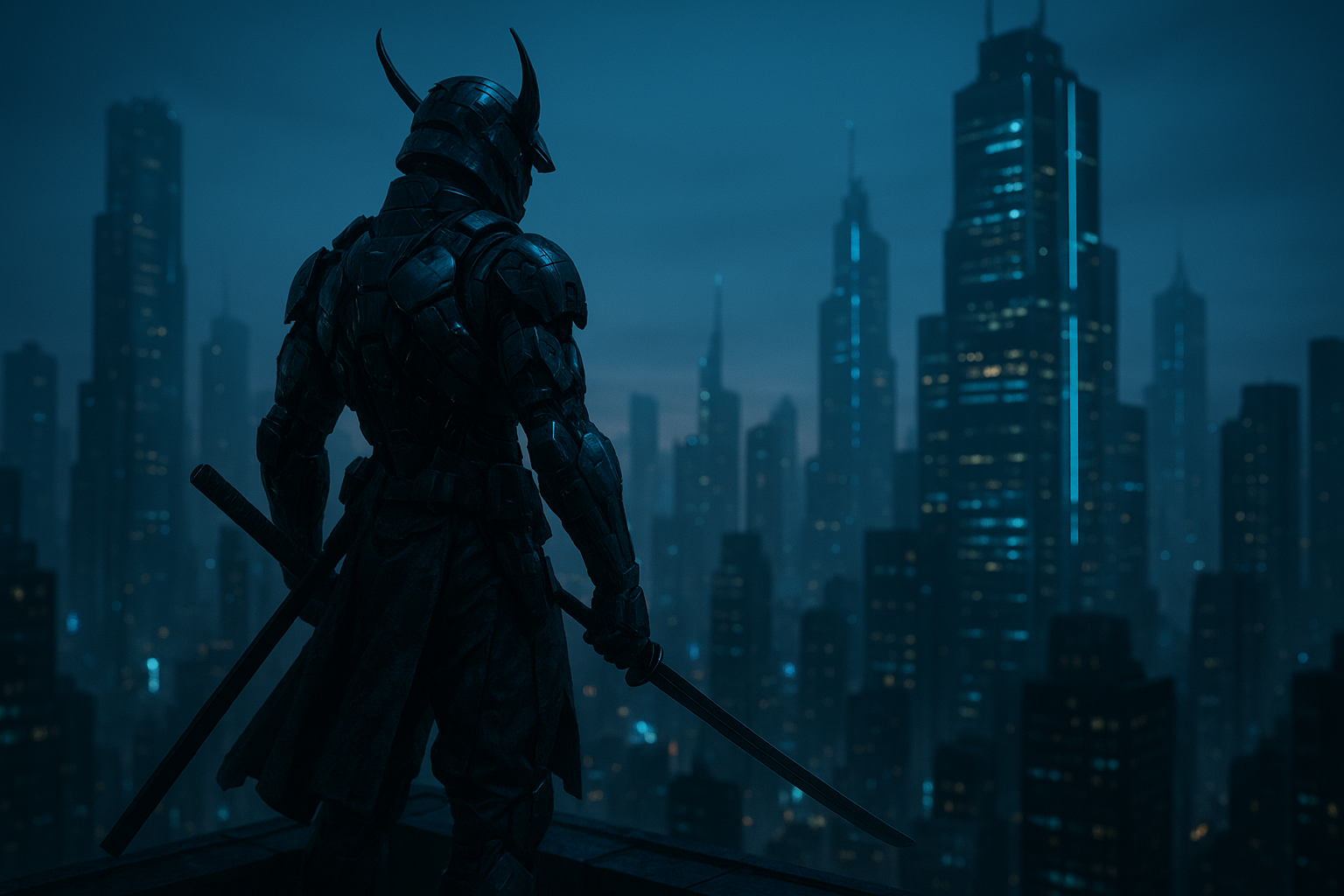 Cyber Samurai Standing On Skyscraper Cyberpunk Wallpaper 5 4K 4K Cyberpunk Wallpaper
