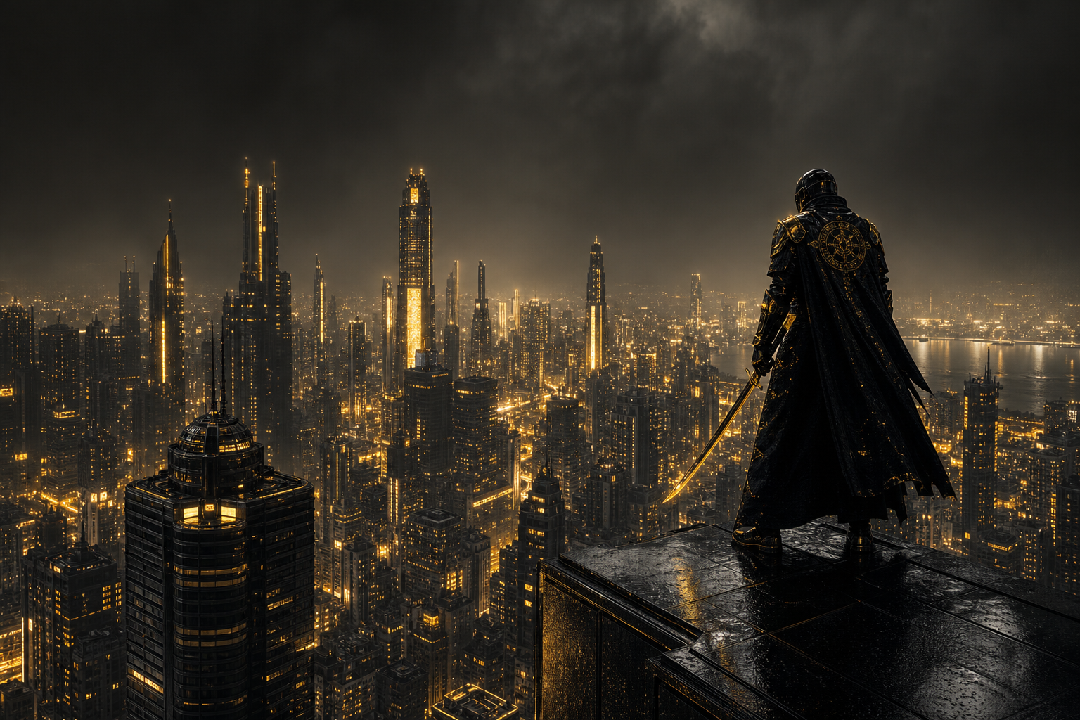 Cyber Samurai Standing On Skyscraper Cyberpunk Wallpaper  5 4K