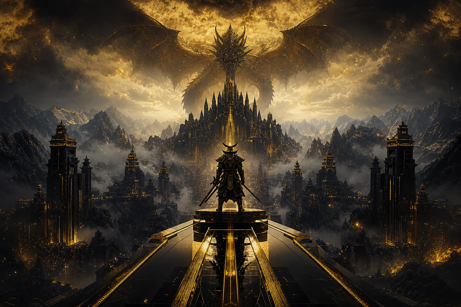 Cyber Samurai Standing On Skyscraper Fantasy Wallpaper  5 4K