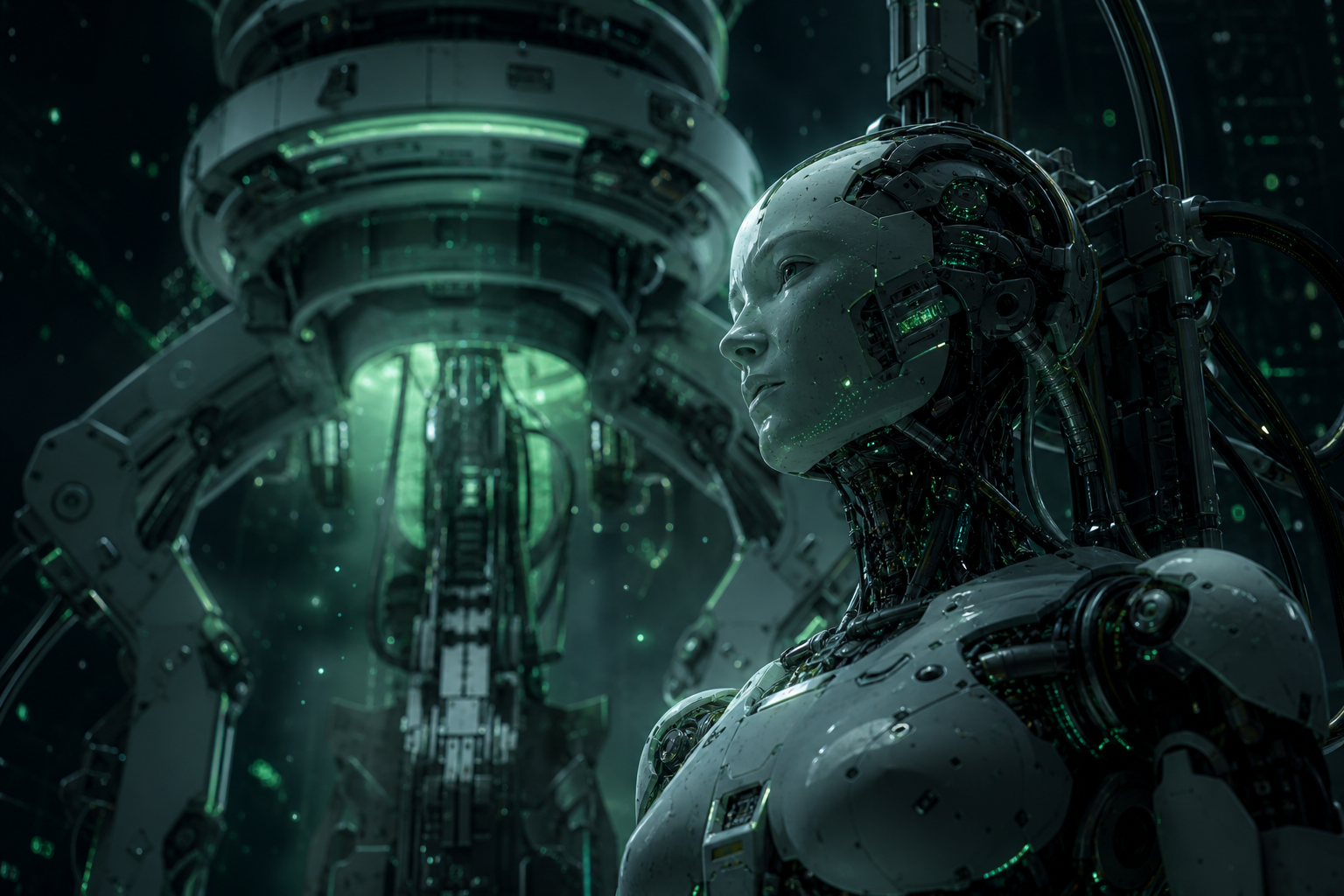 Cybernetic Robot In Dark Laboratory Robots Wallpaper  7 4K