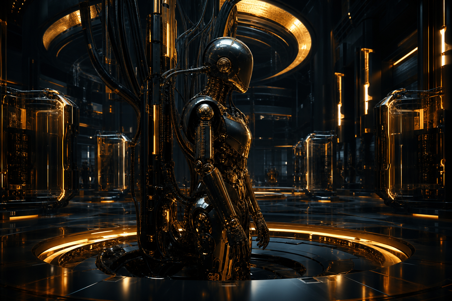 Cybernetic Robot In Dark Laboratory Robots Wallpaper  7 4K