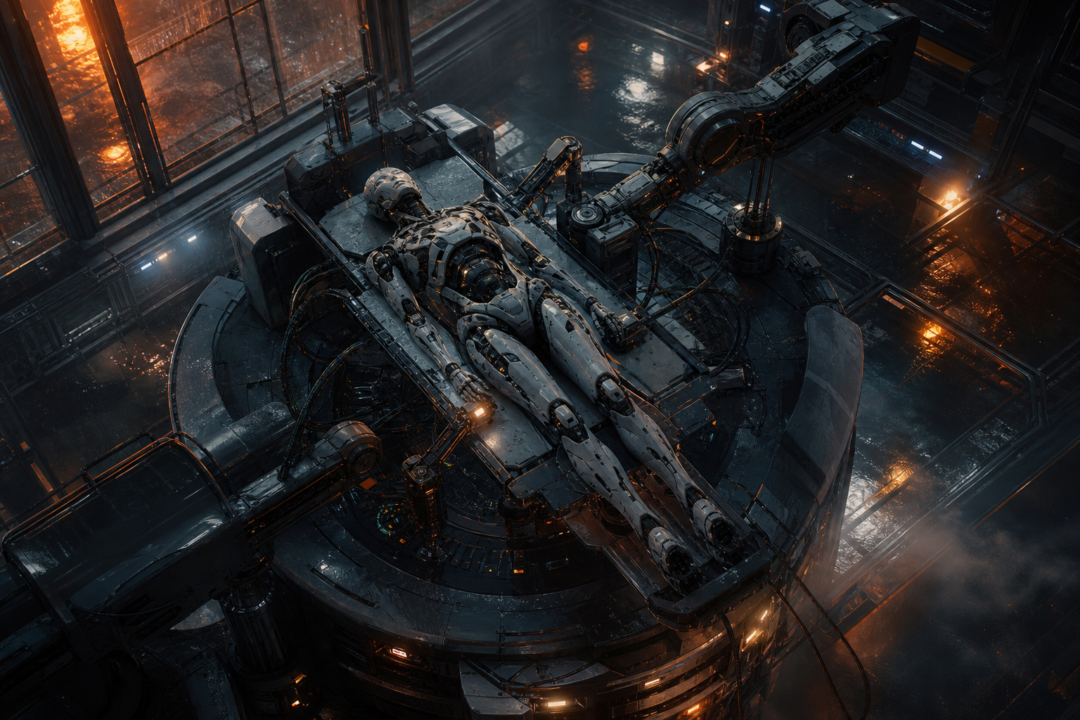 Cybernetic Robot In Dark Laboratory Robots Wallpaper  7 4K