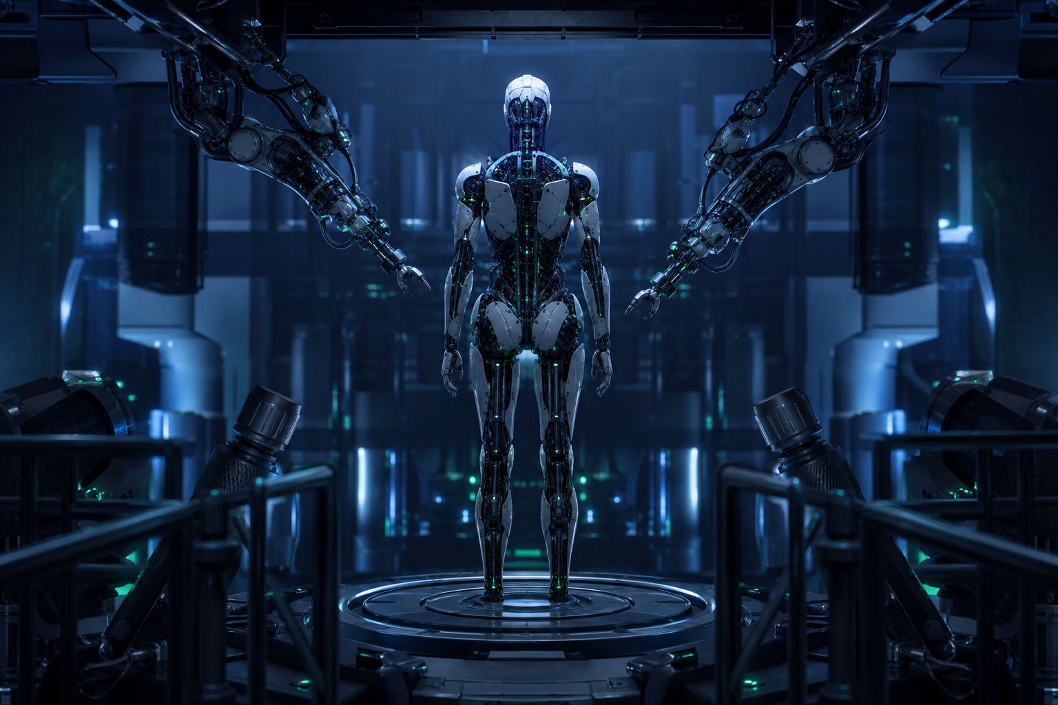 Cybernetic Robot In Dark Laboratory Robots Wallpaper  7 4K