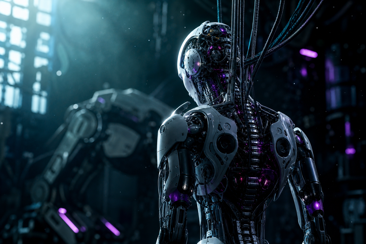 Cybernetic Robot In Dark Laboratory Robots Wallpaper  7 4K
