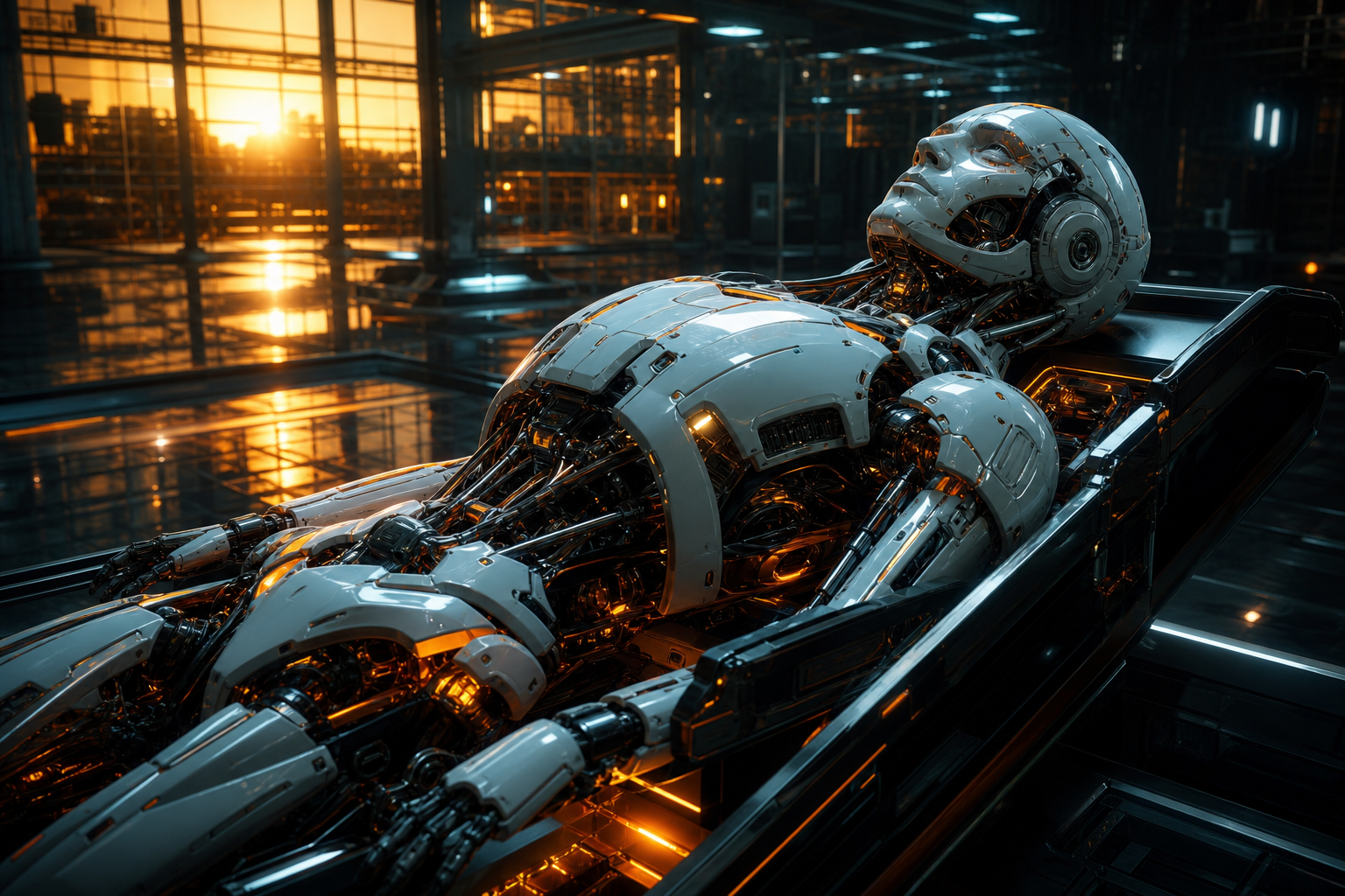 Cybernetic Robot In Dark Laboratory Robots Wallpaper  7 4K