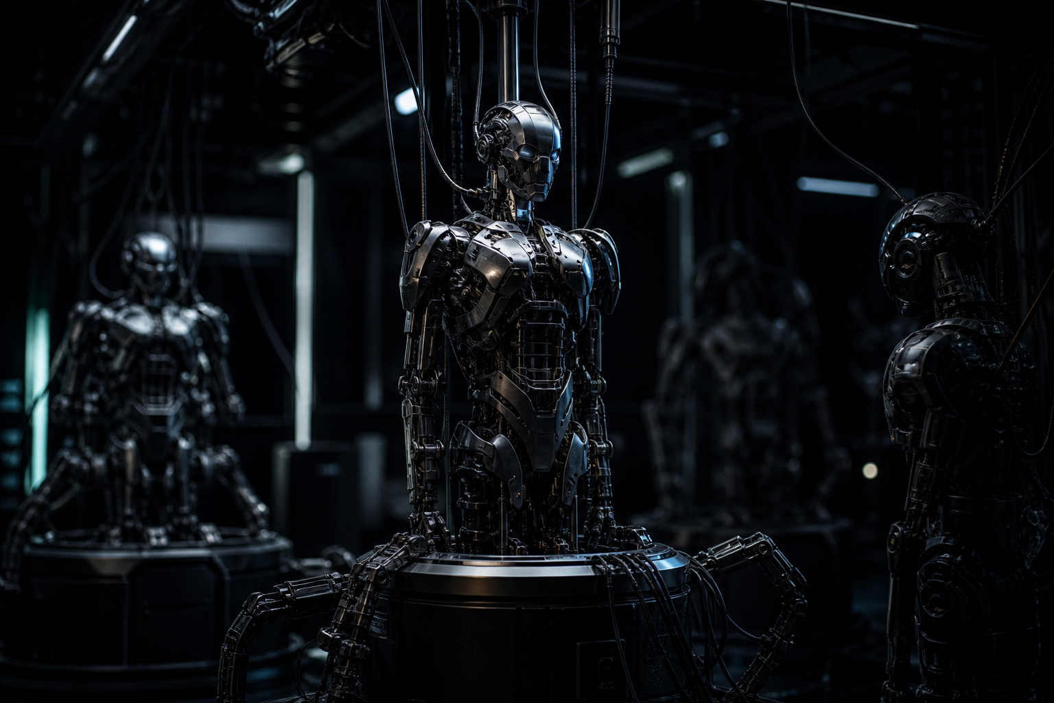 Cybernetic Robot In Dark Laboratory Robots Wallpaper  7 4K