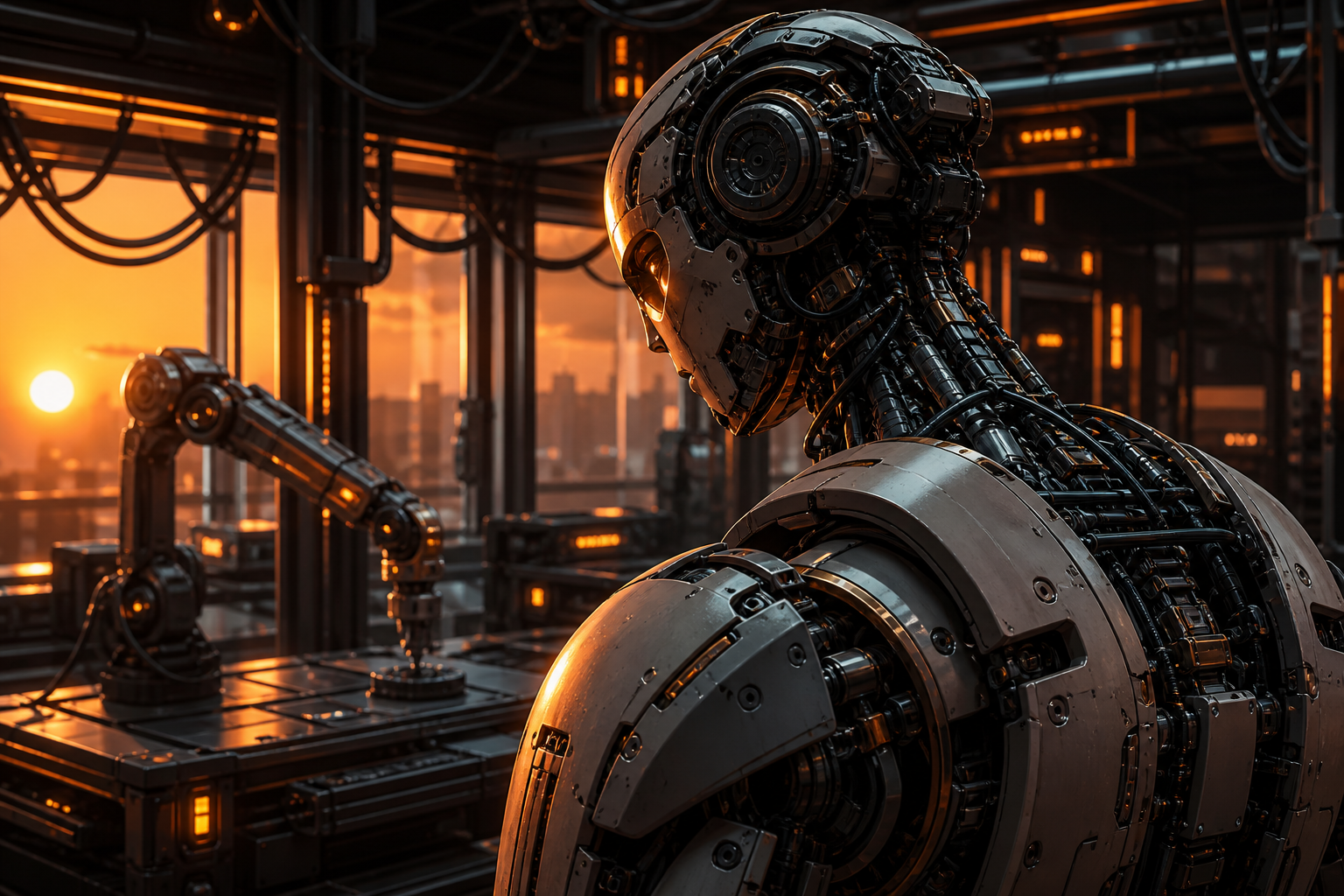 Cybernetic Robot In Dark Laboratory Robots Wallpaper  7 4K