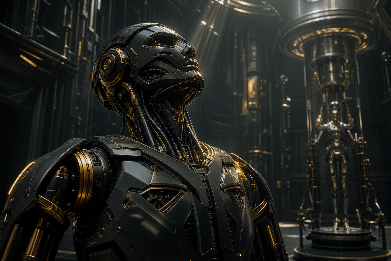 Cybernetic Robot In Dark Laboratory Robots Wallpaper  7 4K