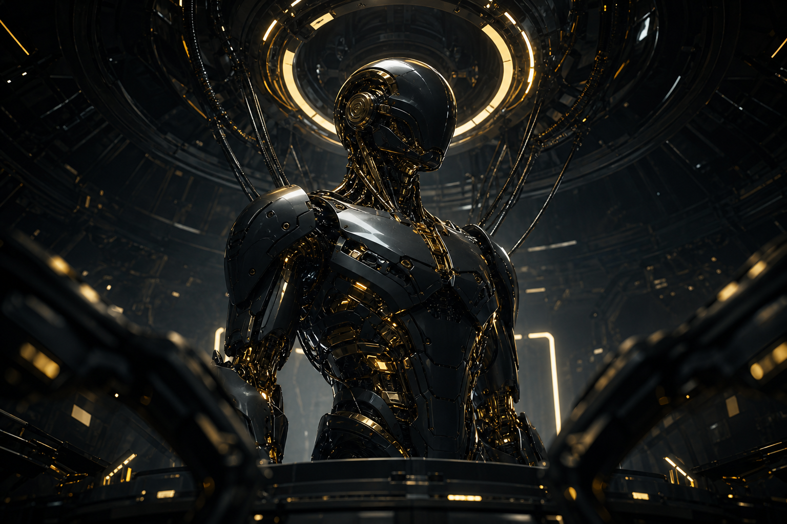 Cybernetic Robot In Dark Laboratory Robots Wallpaper  7 4K