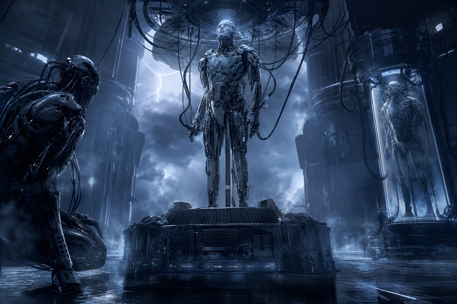 Cybernetic Robot In Dark Laboratory Robots Wallpaper  7 4K
