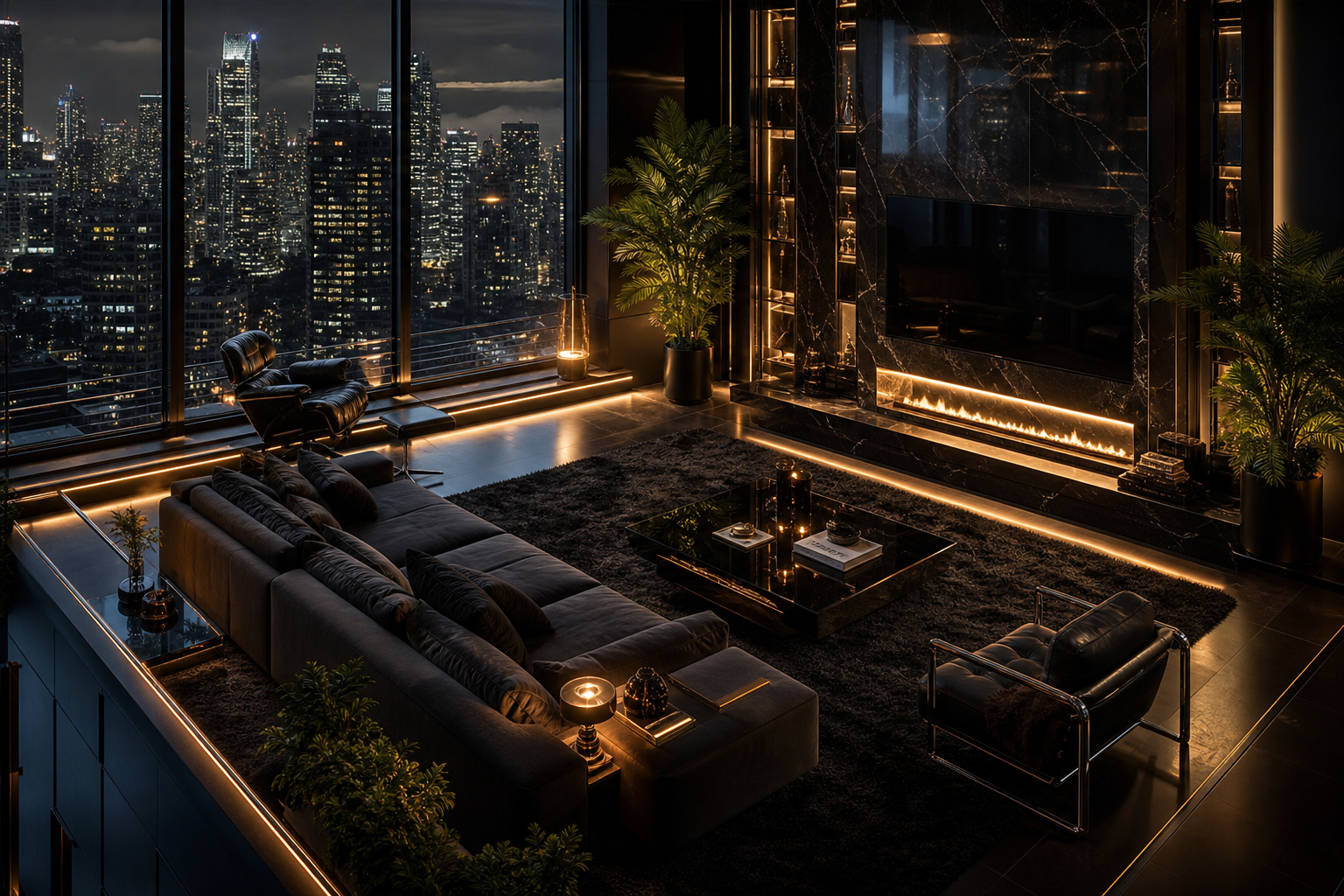 Cyberpunk Apartment Window View Living-Room-Design Wallpaper  30 4K