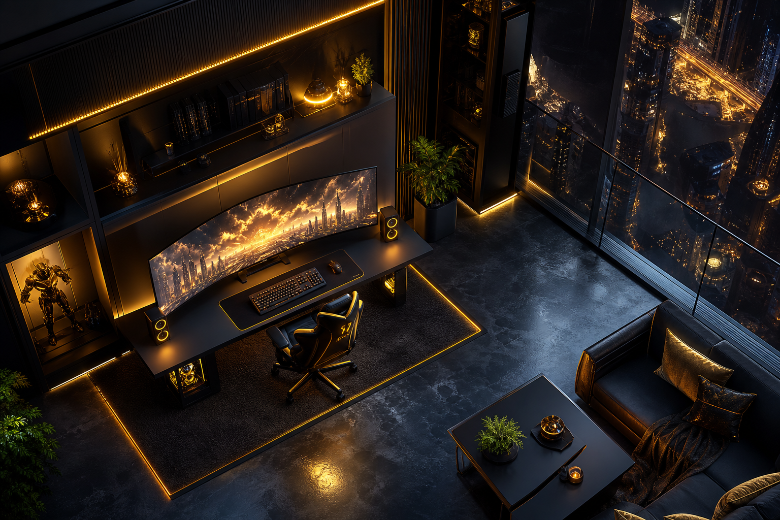 Cyberpunk Gaming Room With Ultrawide Monitor Gaming Wallpaper  14 4K