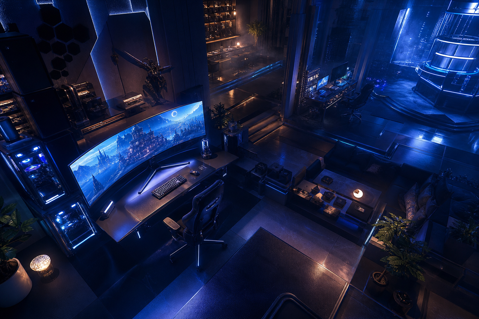 Cyberpunk Gaming Room With Ultrawide Monitor Gaming Wallpaper  14 4K