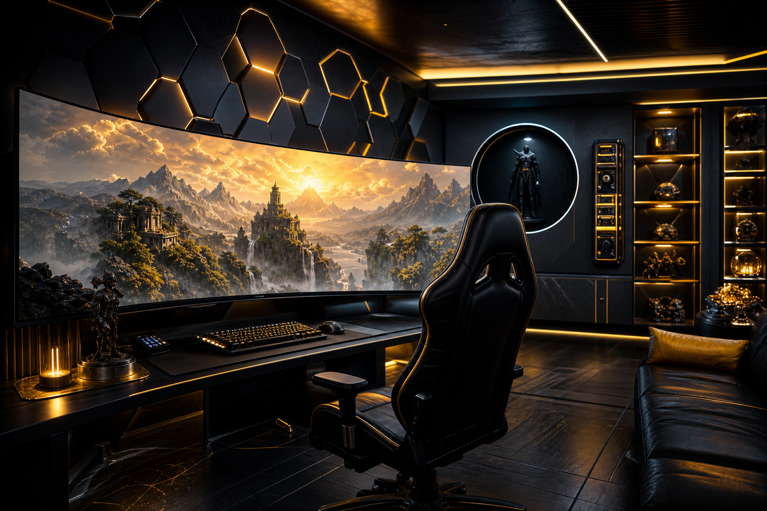 Cyberpunk Gaming Room With Ultrawide Monitor Gaming Wallpaper 14 4K 10 4K Gaming Wallpaper