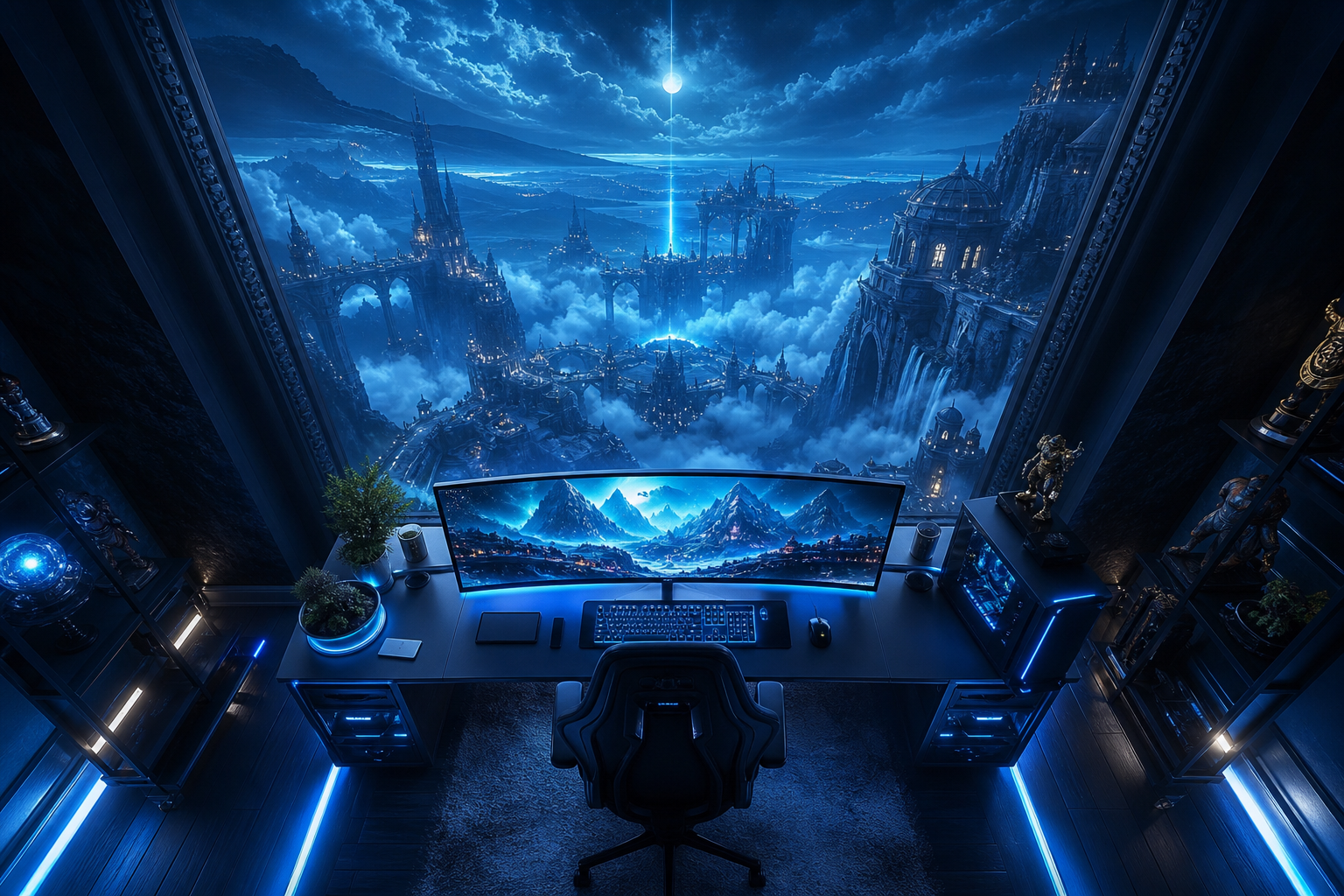 Cyberpunk Gaming Room With Ultrawide Monitor Gaming Wallpaper  4 4K
