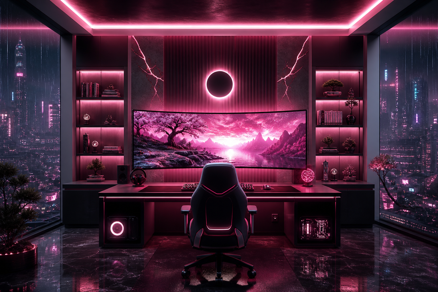 Cyberpunk Gaming Room With Ultrawide Monitor Gaming Wallpaper 4 4K 10 4K Gaming Wallpaper