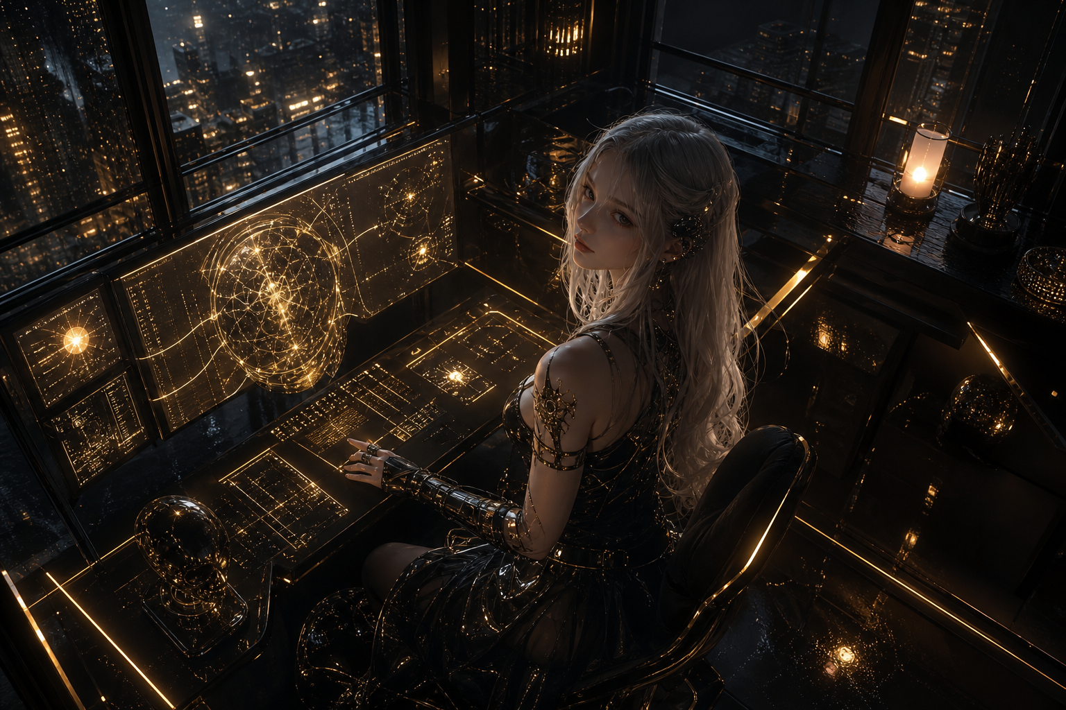 Cyberpunk Hacker Room With Neon Screens Ai-Girls Wallpaper  3 4K