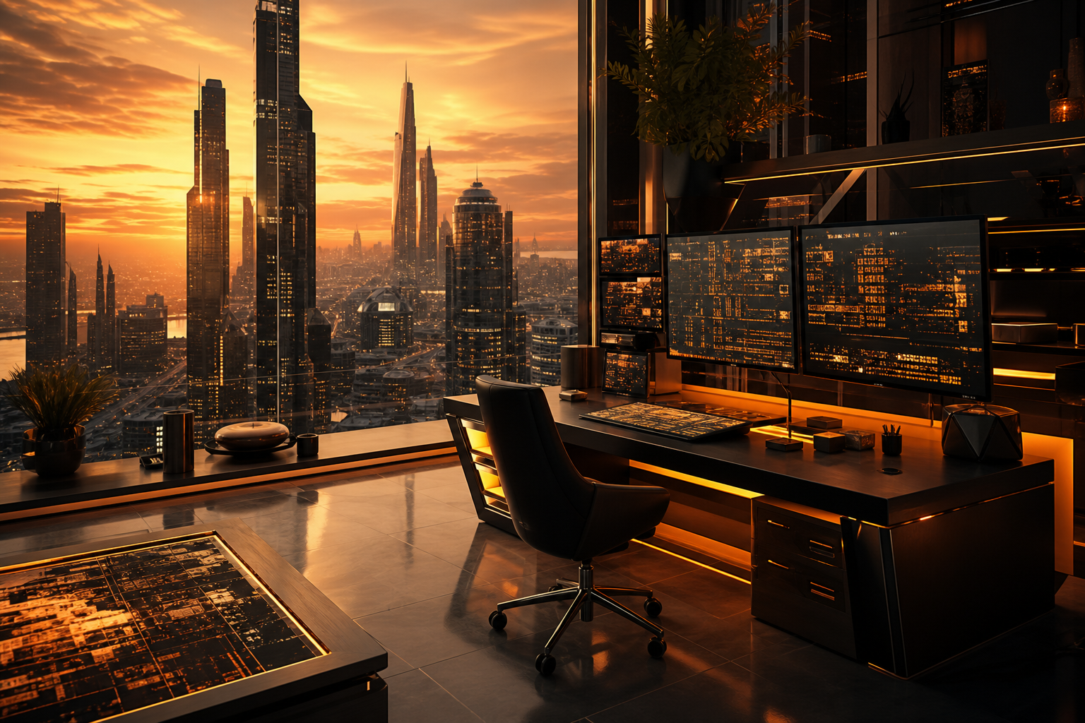 Cyberpunk Hacker Room With Neon Screens Architecture Wallpaper  3 4K