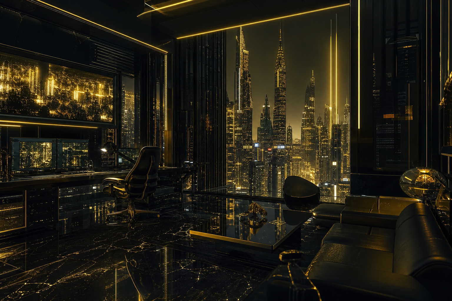 Cyberpunk Hacker Room With Neon Screens Architecture Wallpaper  3 4K