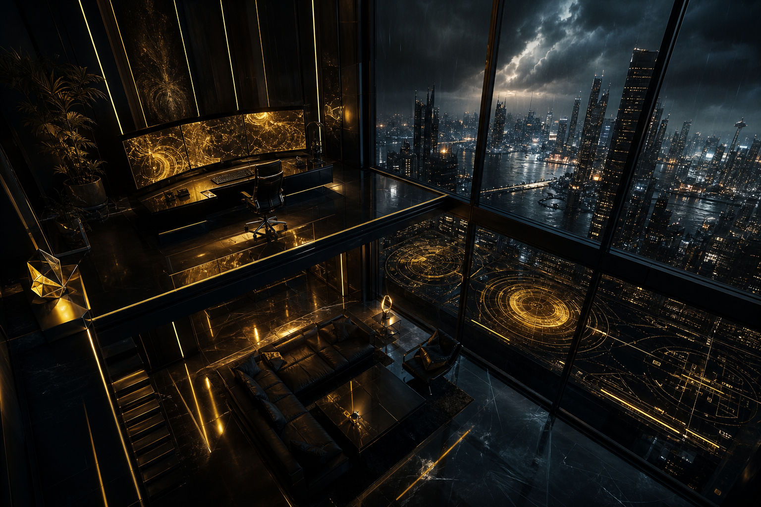 Cyberpunk Hacker Room With Neon Screens Architecture Wallpaper  3 4K