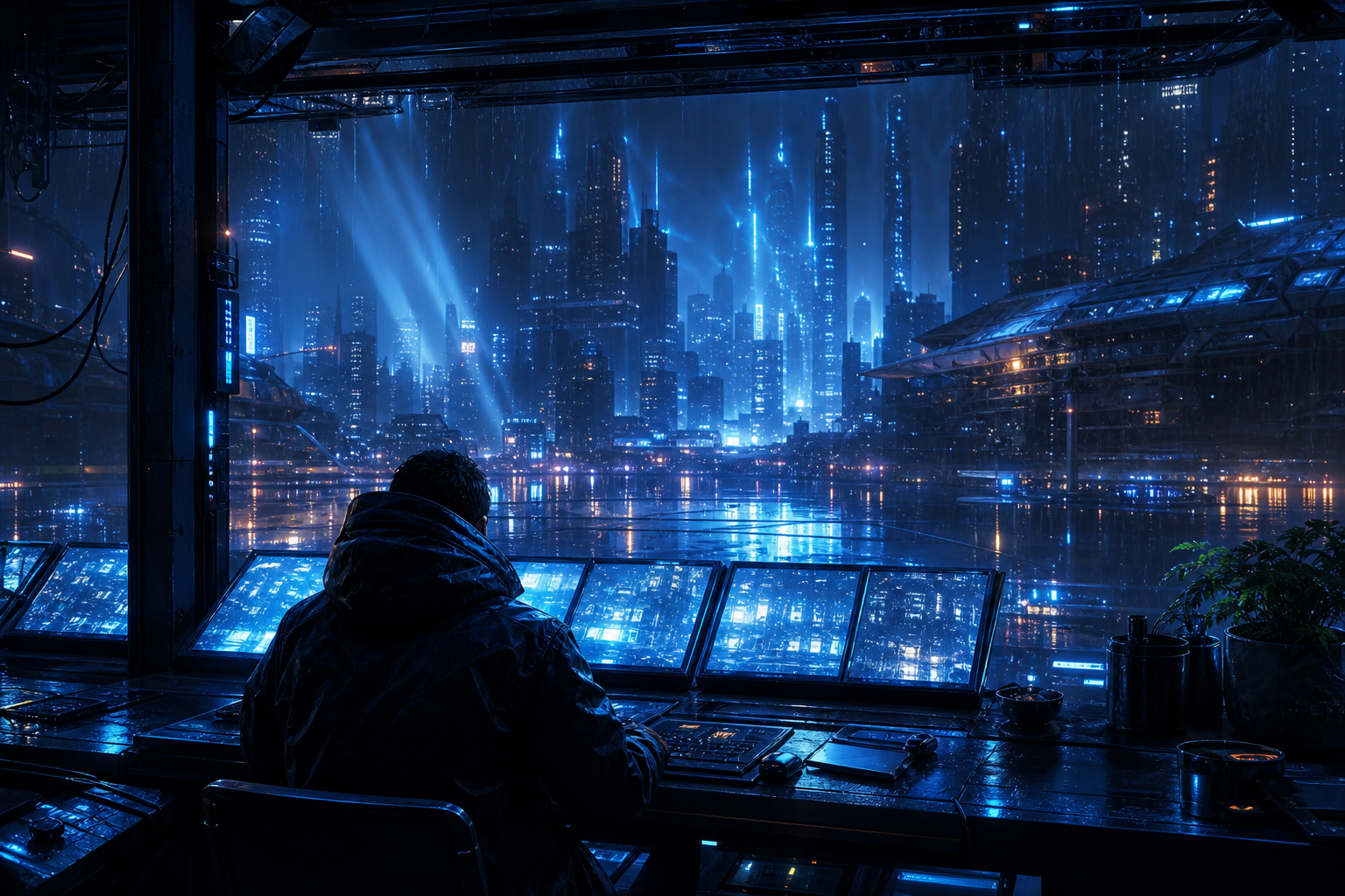 Cyberpunk Hacker Room With Neon Screens Cyberpunk Wallpaper  3 4K