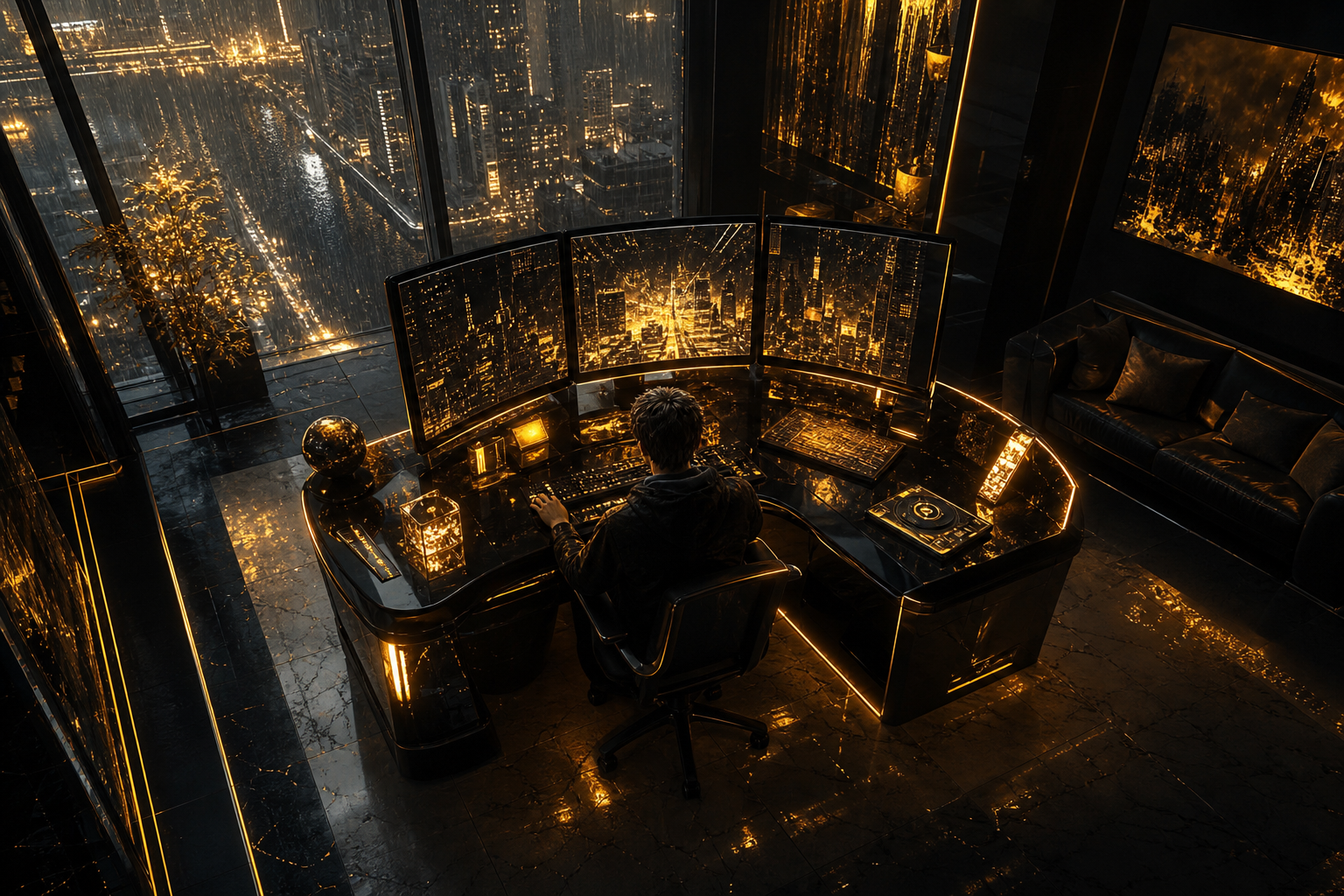 Cyberpunk Hacker Room With Neon Screens Cyberpunk Wallpaper  3 4K
