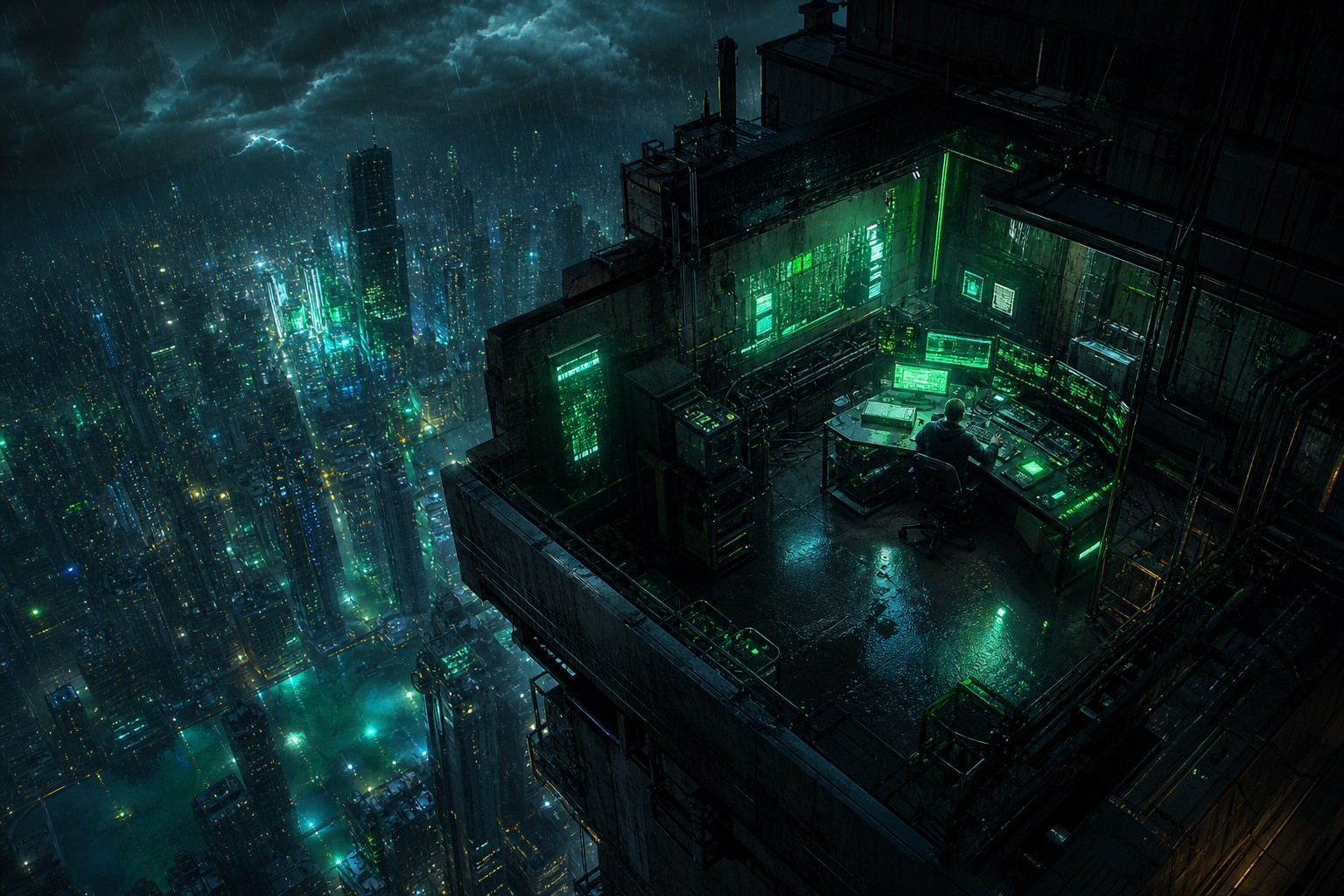 Cyberpunk Hacker Room With Neon Screens Cyberpunk Wallpaper  3 4K