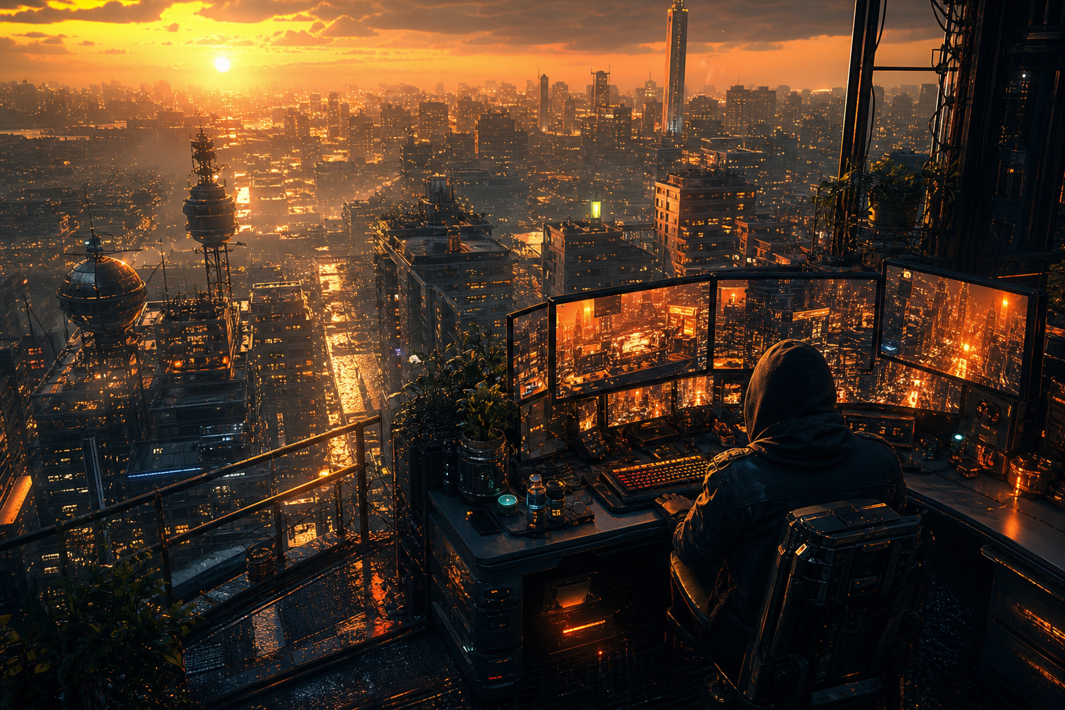 Cyberpunk Hacker Room With Neon Screens Cyberpunk Wallpaper  3 4K