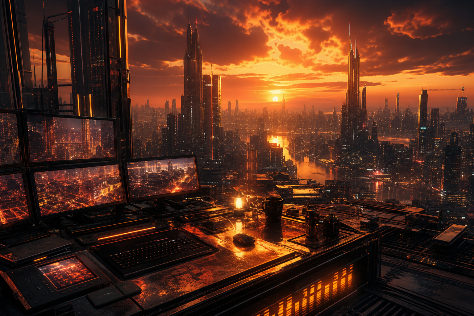 Cyberpunk Hacker Room With Neon Screens Cyberpunk Wallpaper  3 4K