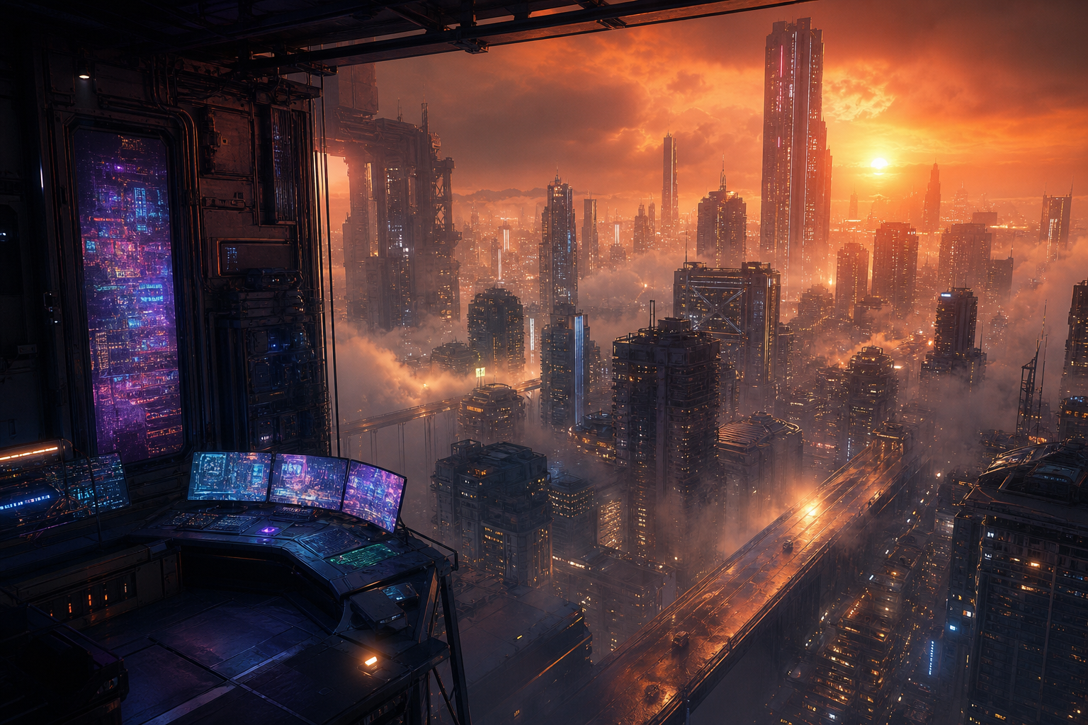 Cyberpunk Hacker Room With Neon Screens Cyberpunk Wallpaper  3 4K