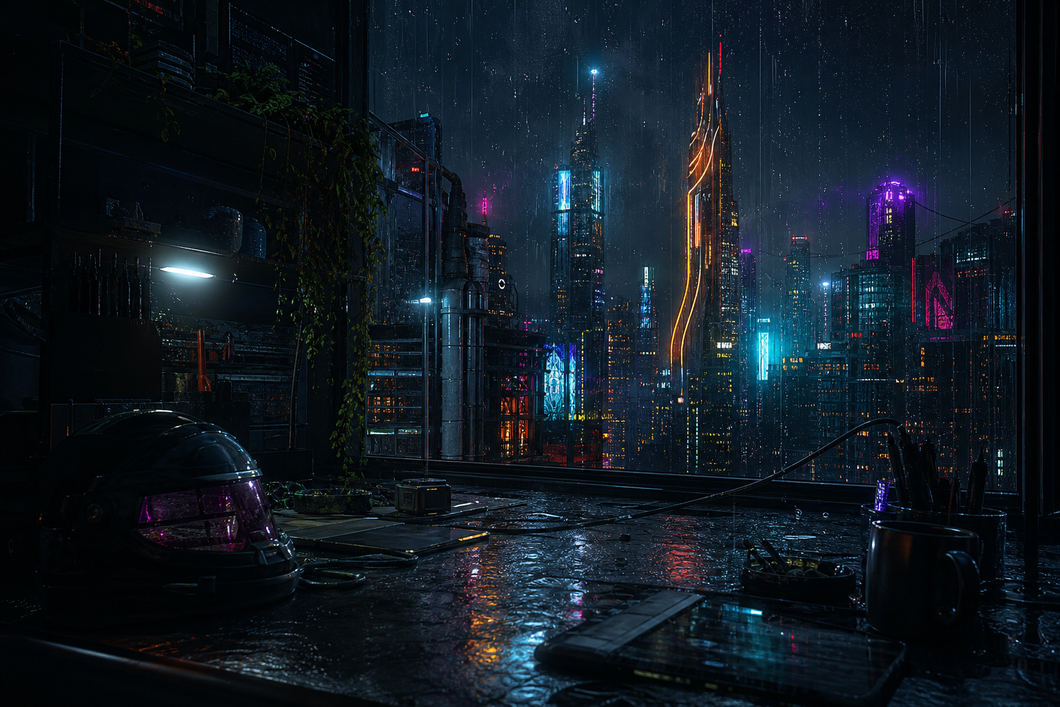 Cyberpunk Hacker Room With Neon Screens Cyberpunk Wallpaper  3 4K