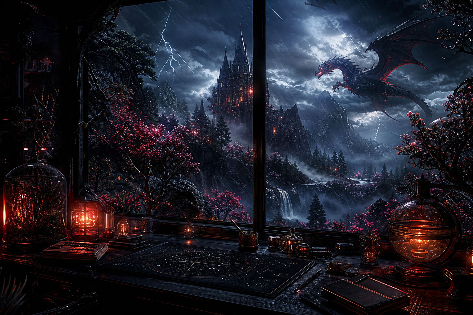 Cyberpunk Hacker Room With Neon Screens Fantasy Wallpaper  3 4K