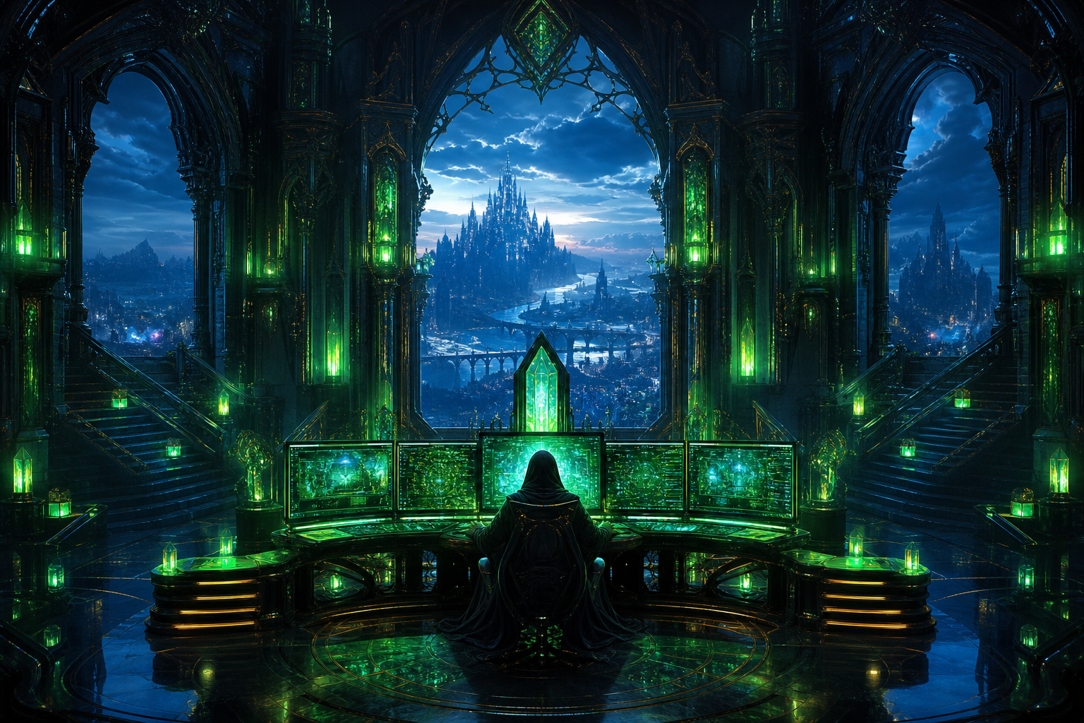 Cyberpunk Hacker Room With Neon Screens Fantasy Wallpaper  3 4K