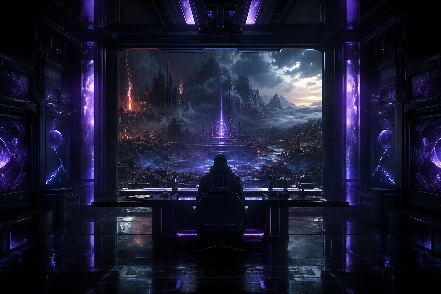 Cyberpunk Hacker Room With Neon Screens Fantasy Wallpaper  3 4K