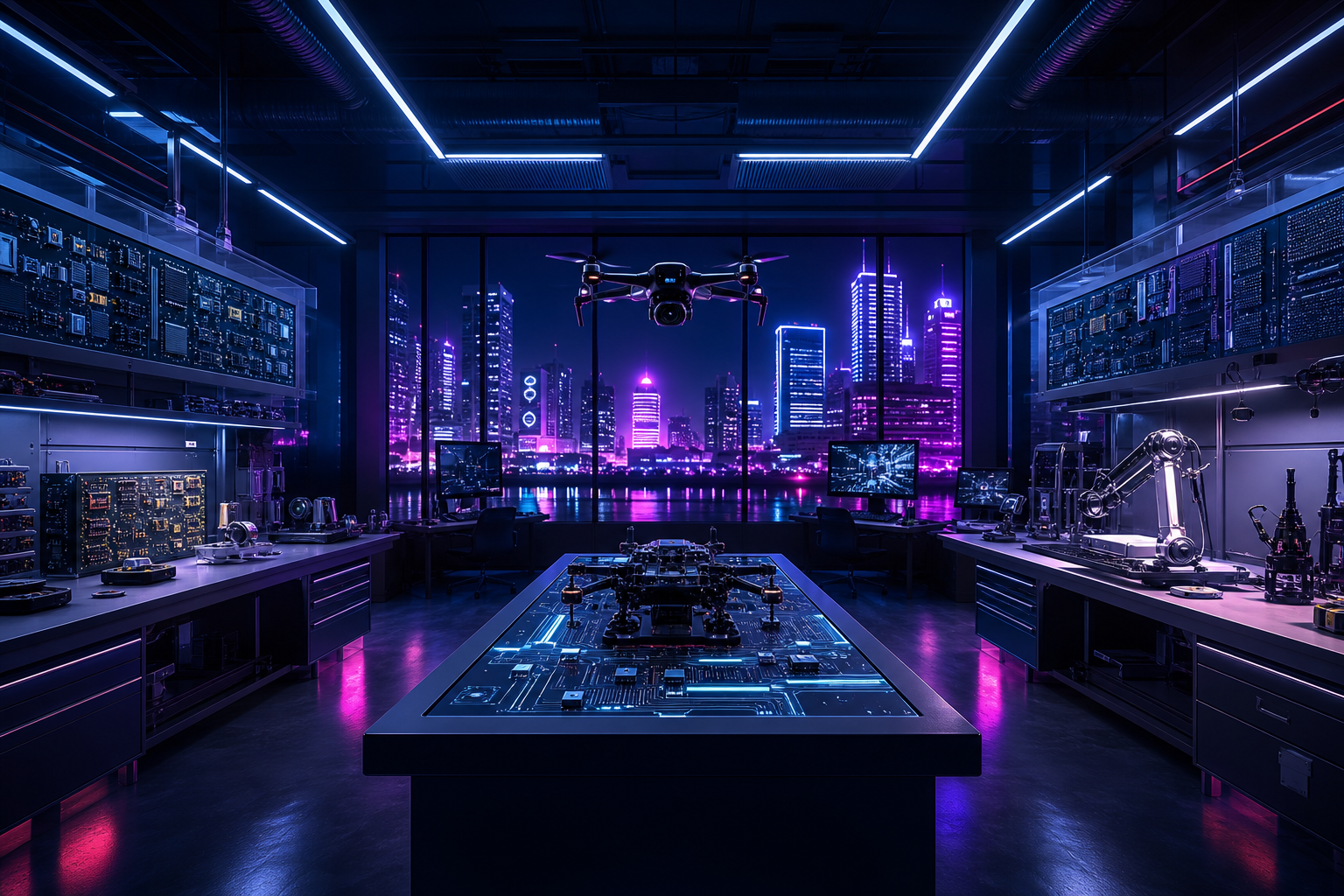 Cyberpunk Hacker Room With Neon Screens Hamster-Robotics Wallpaper  3 4K