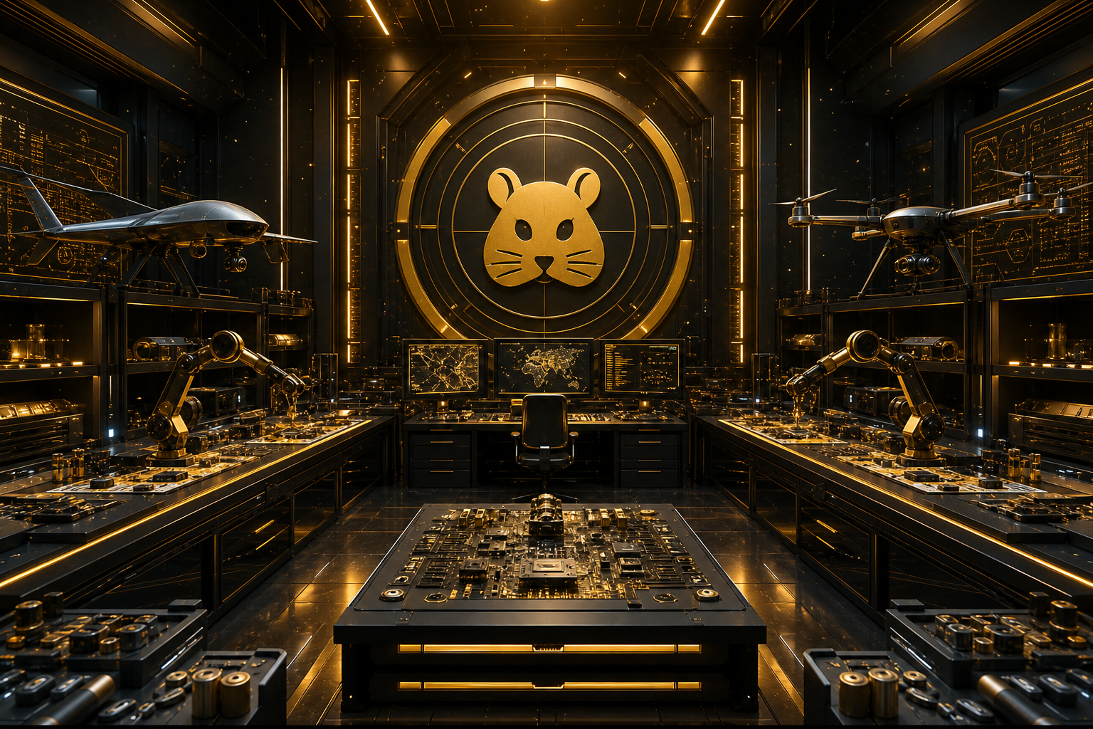 Cyberpunk Hacker Room With Neon Screens Hamster-Robotics Wallpaper  3 4K