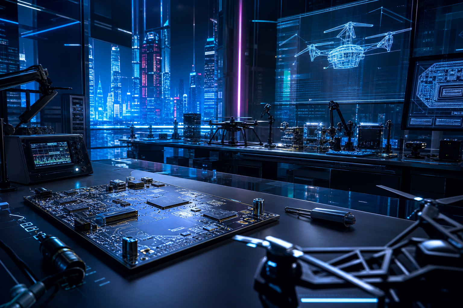 Cyberpunk Hacker Room With Neon Screens Hamster-Robotics Wallpaper  3 4K