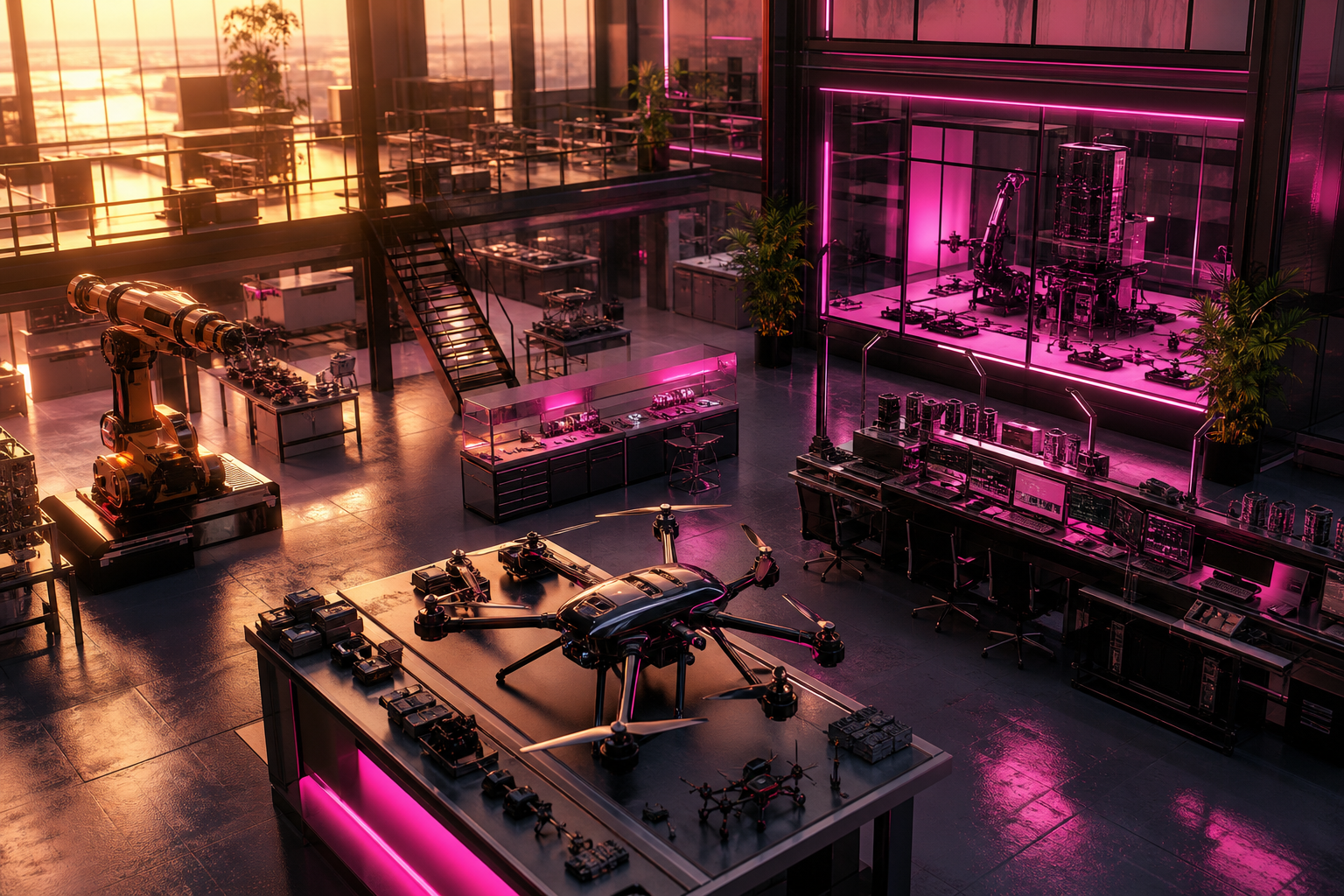 Cyberpunk Hacker Room With Neon Screens Hamster-Robotics Wallpaper  3 4K