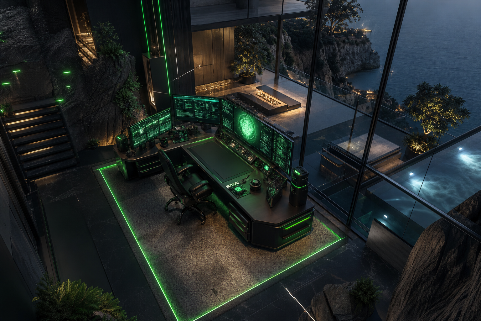 Cyberpunk Hacker Room With Neon Screens Luxury Villas Wallpaper 3 4K 15 4K Luxury Villas Wallpaper