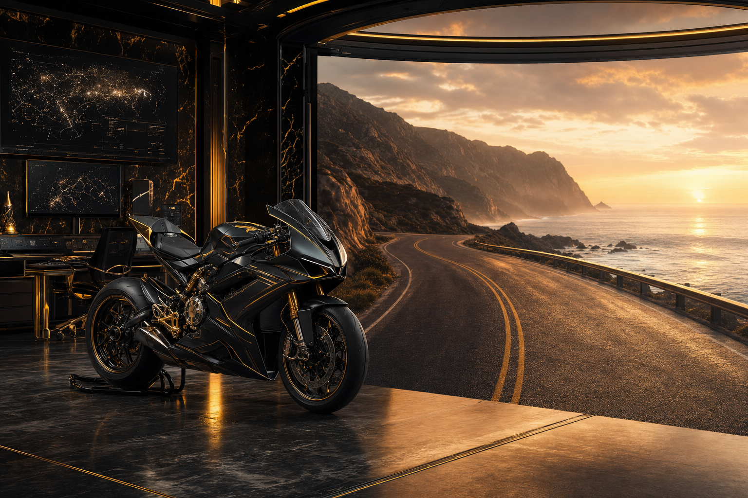 Cyberpunk Hacker Room With Neon Screens Motorcycles Wallpaper  3 4K