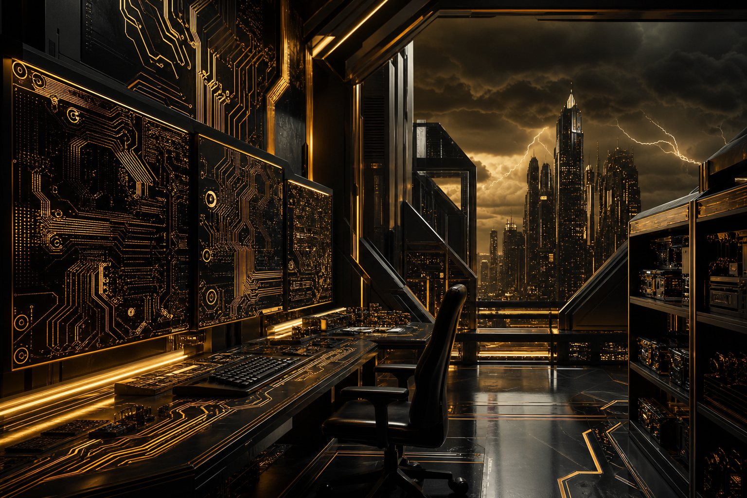 Cyberpunk Hacker Room With Neon Screens Pcb Design Wallpaper 3 4K 17 4K Pcb Design Wallpaper