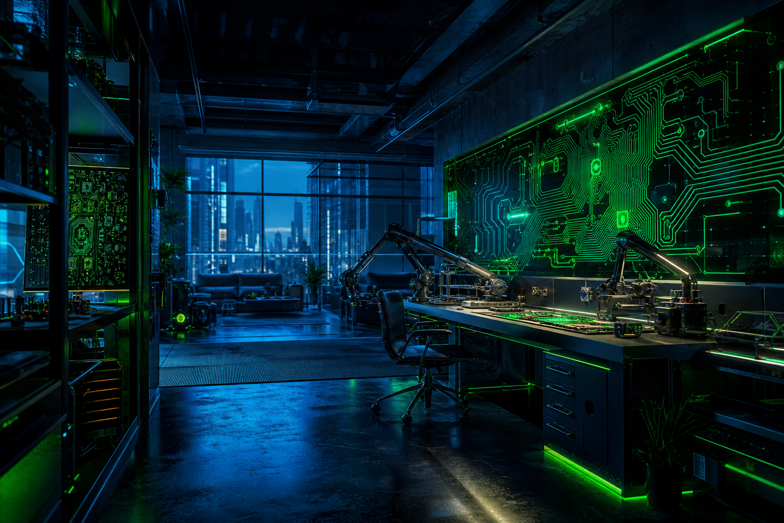 Cyberpunk Hacker Room With Neon Screens Pcb Design Wallpaper 3 4K 18 4K Pcb Design Wallpaper