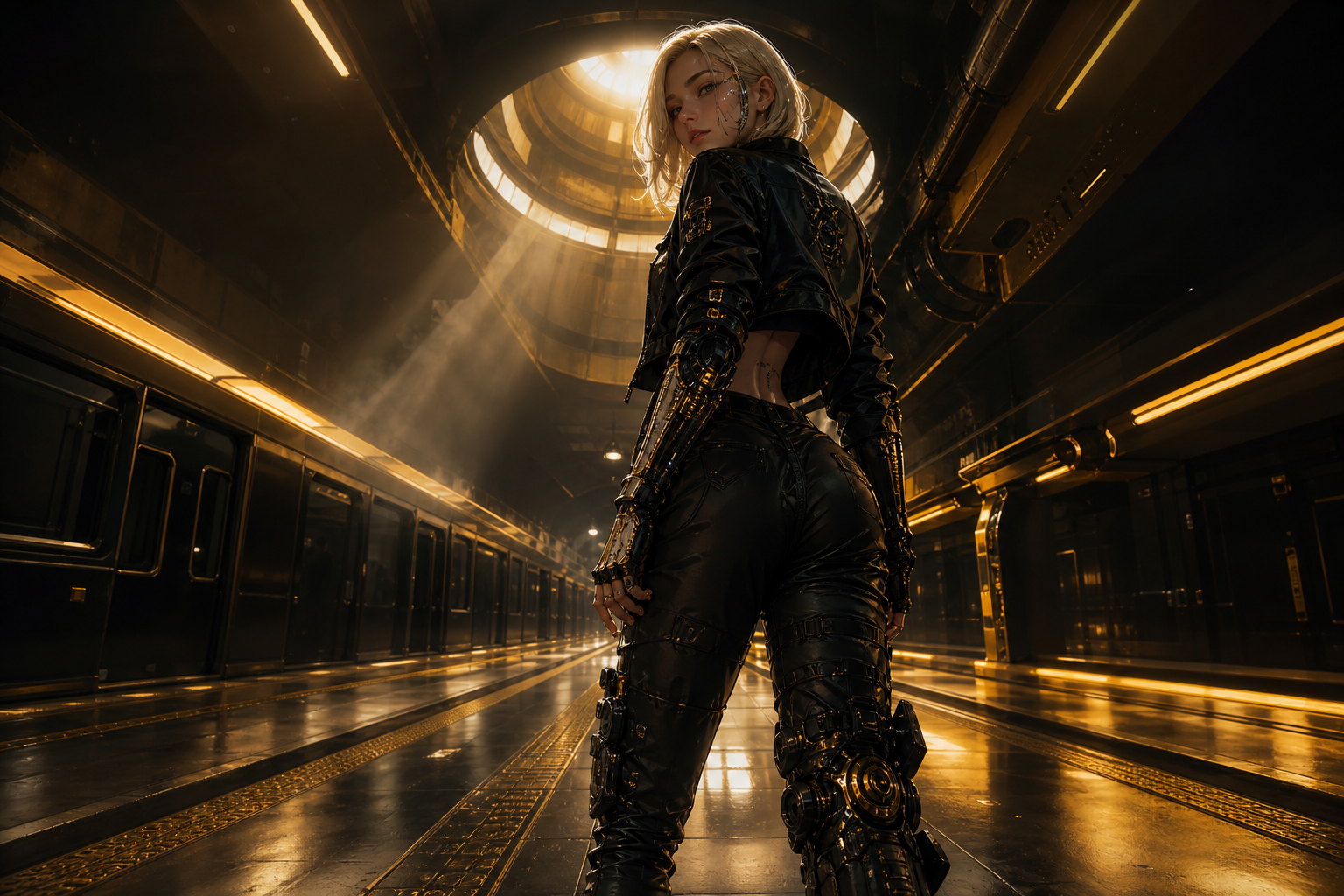 Cyberpunk Subway Station Ai-Girls Wallpaper  10 4K