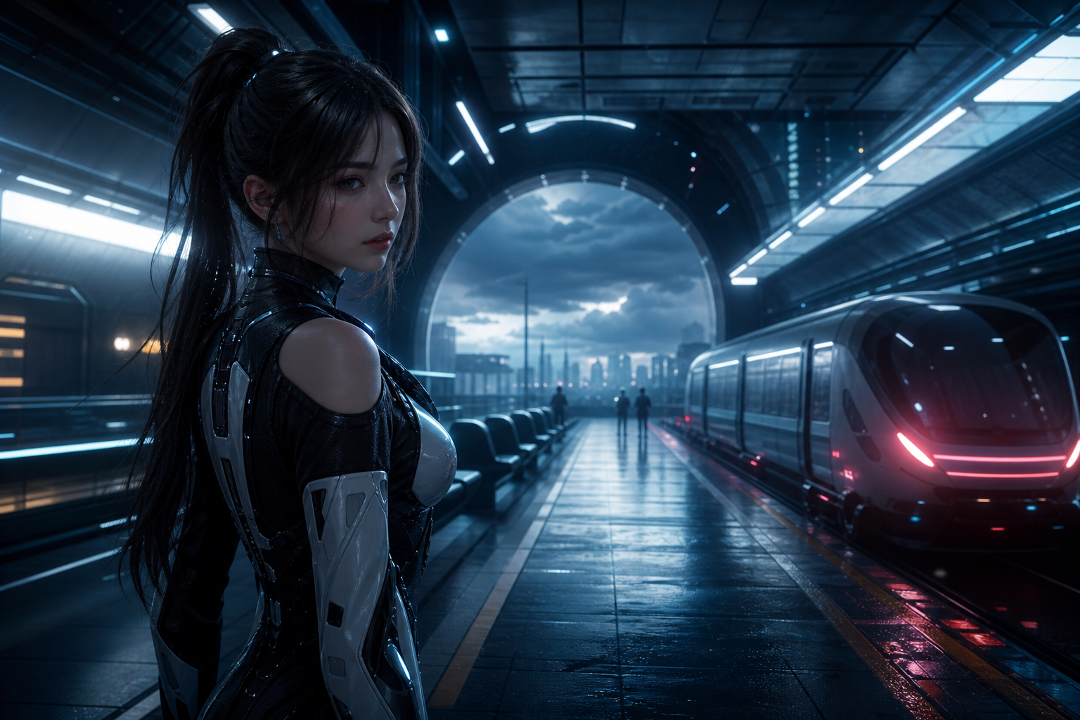 Cyberpunk Subway Station Ai-Girls Wallpaper  10 4K