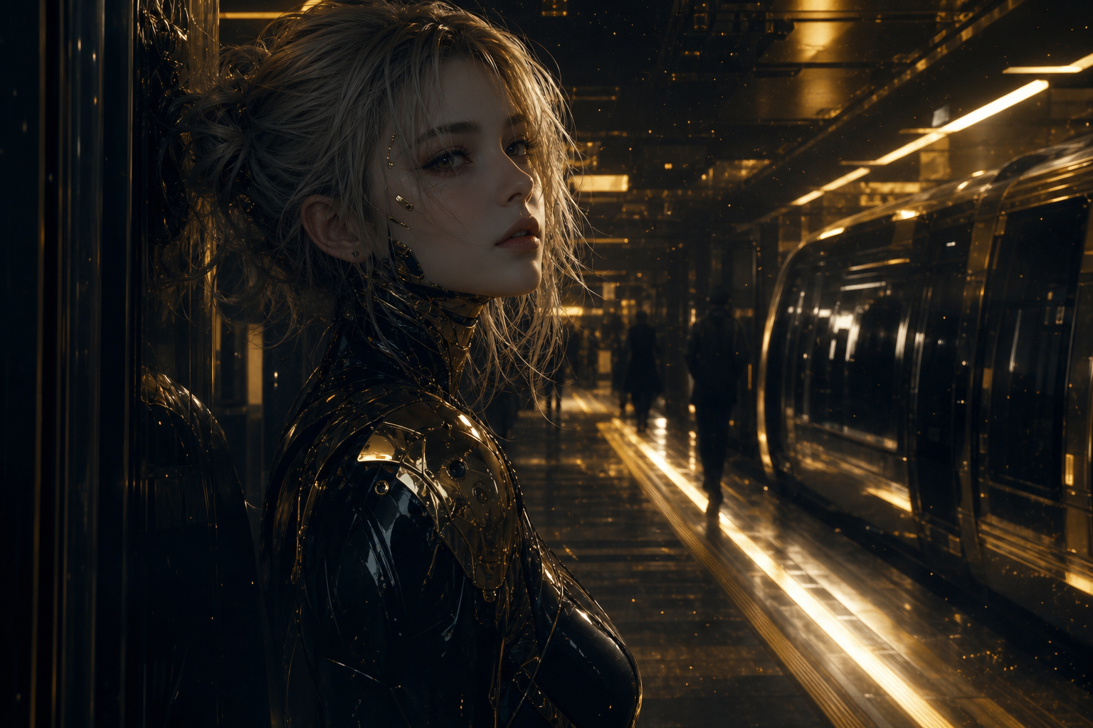Cyberpunk Subway Station Ai-Girls Wallpaper  10 4K