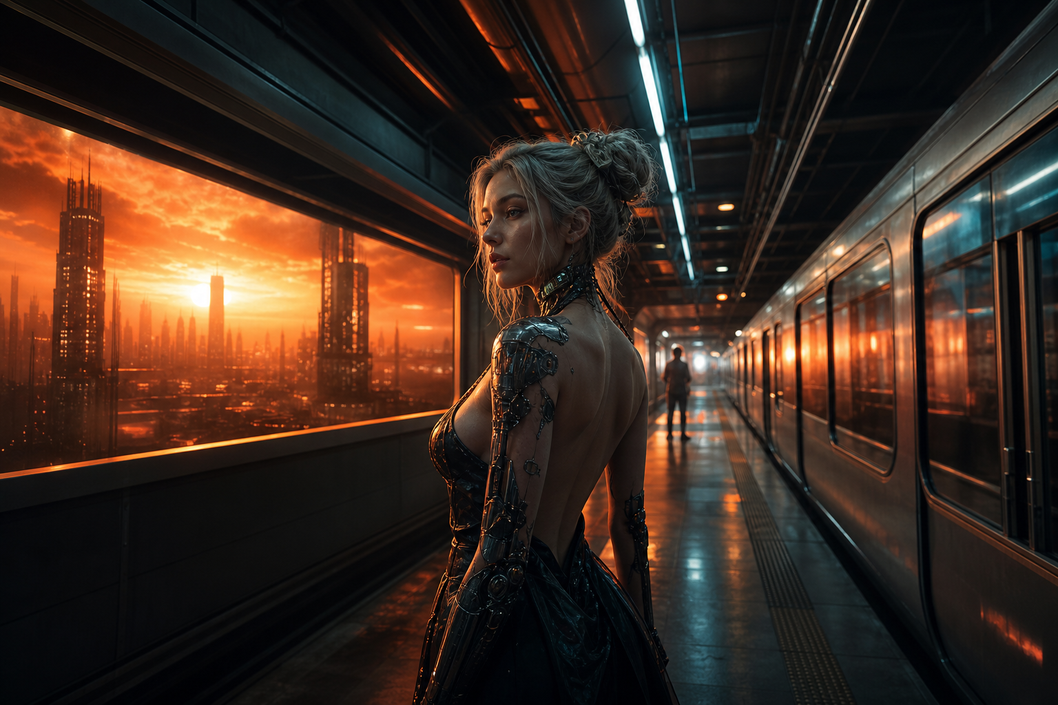 Cyberpunk Subway Station Ai-Girls Wallpaper  10 4K