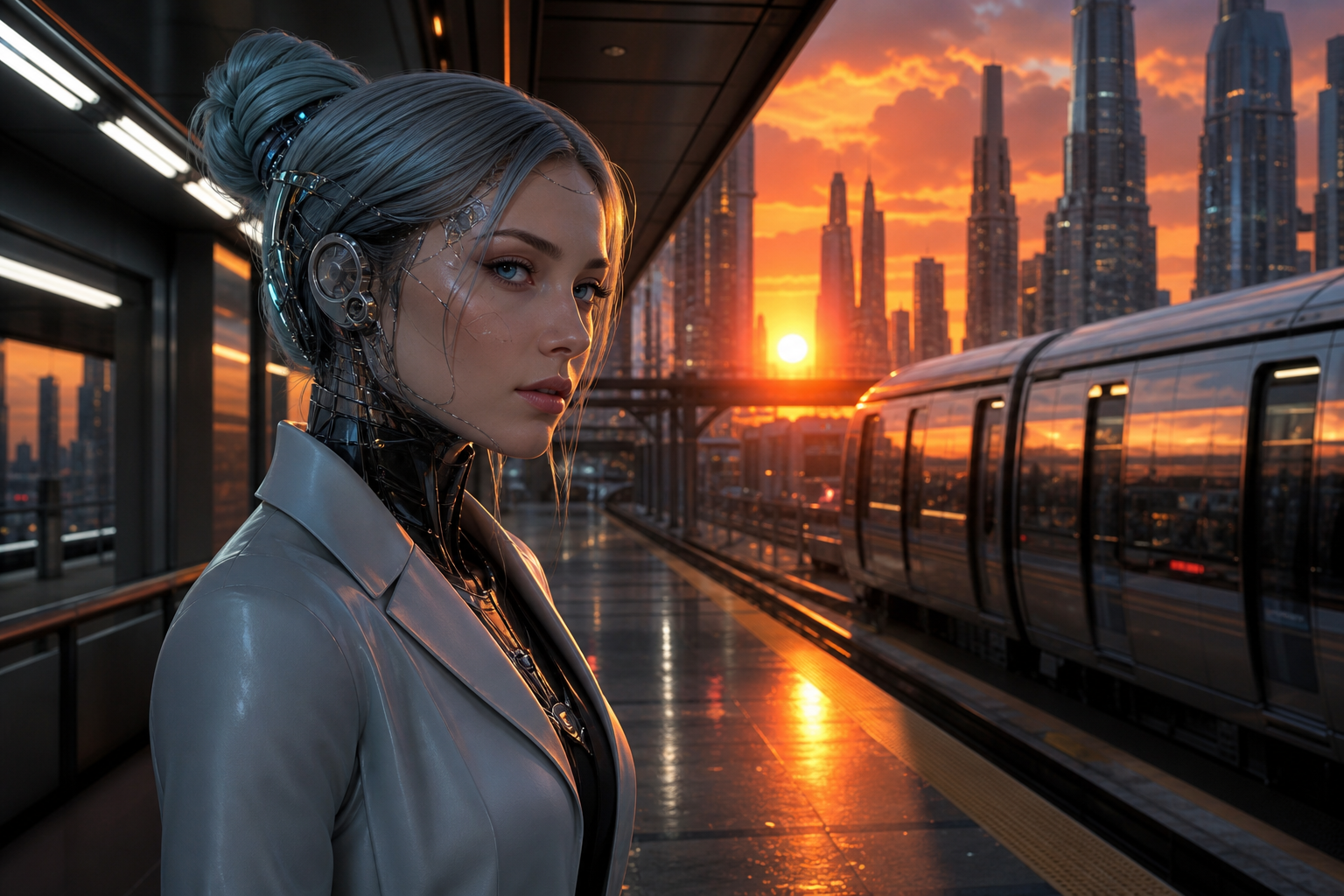 Cyberpunk Subway Station Female-Androids Wallpaper  10 4K