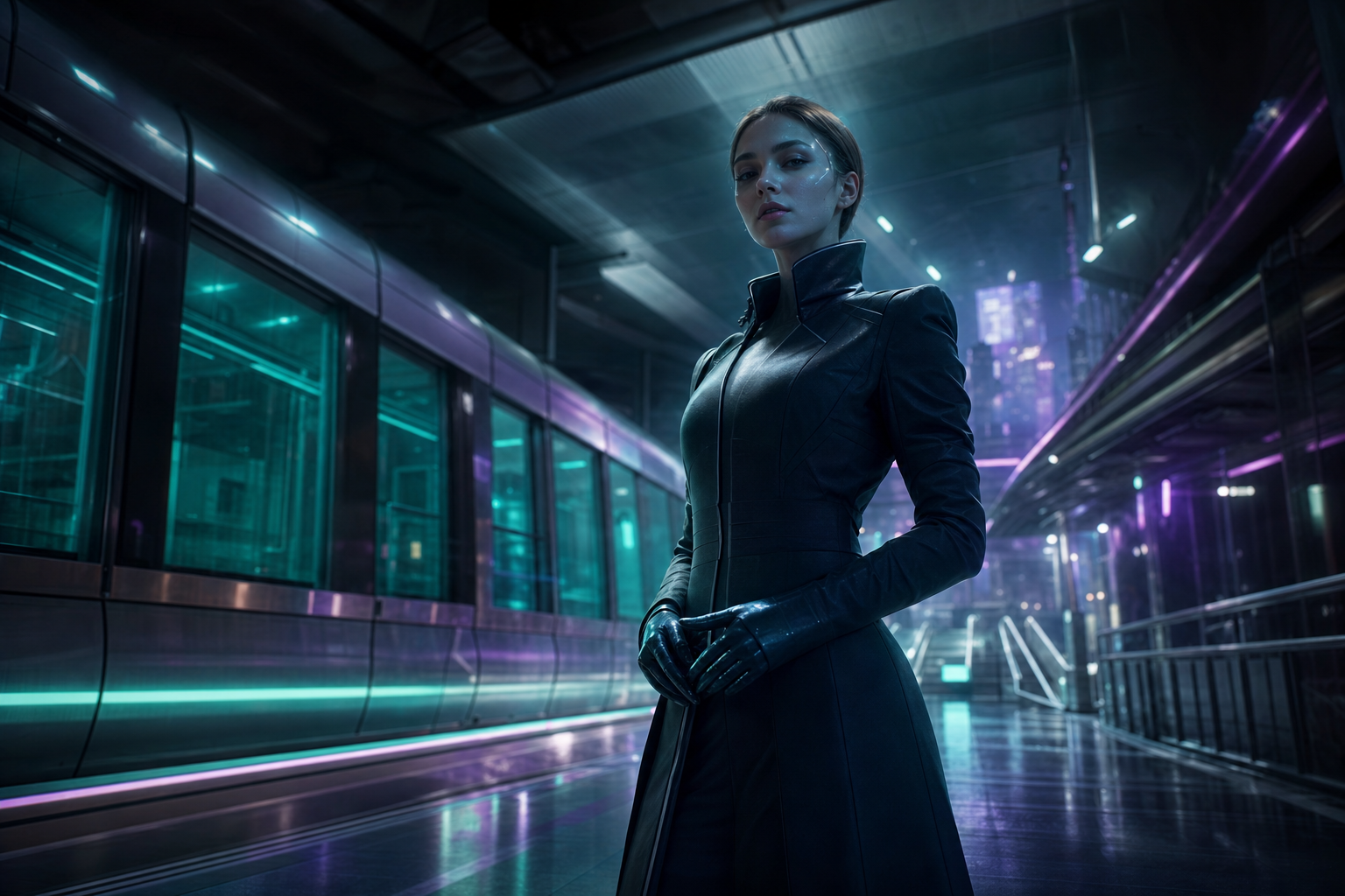 Cyberpunk Subway Station Female-Androids Wallpaper  10 4K