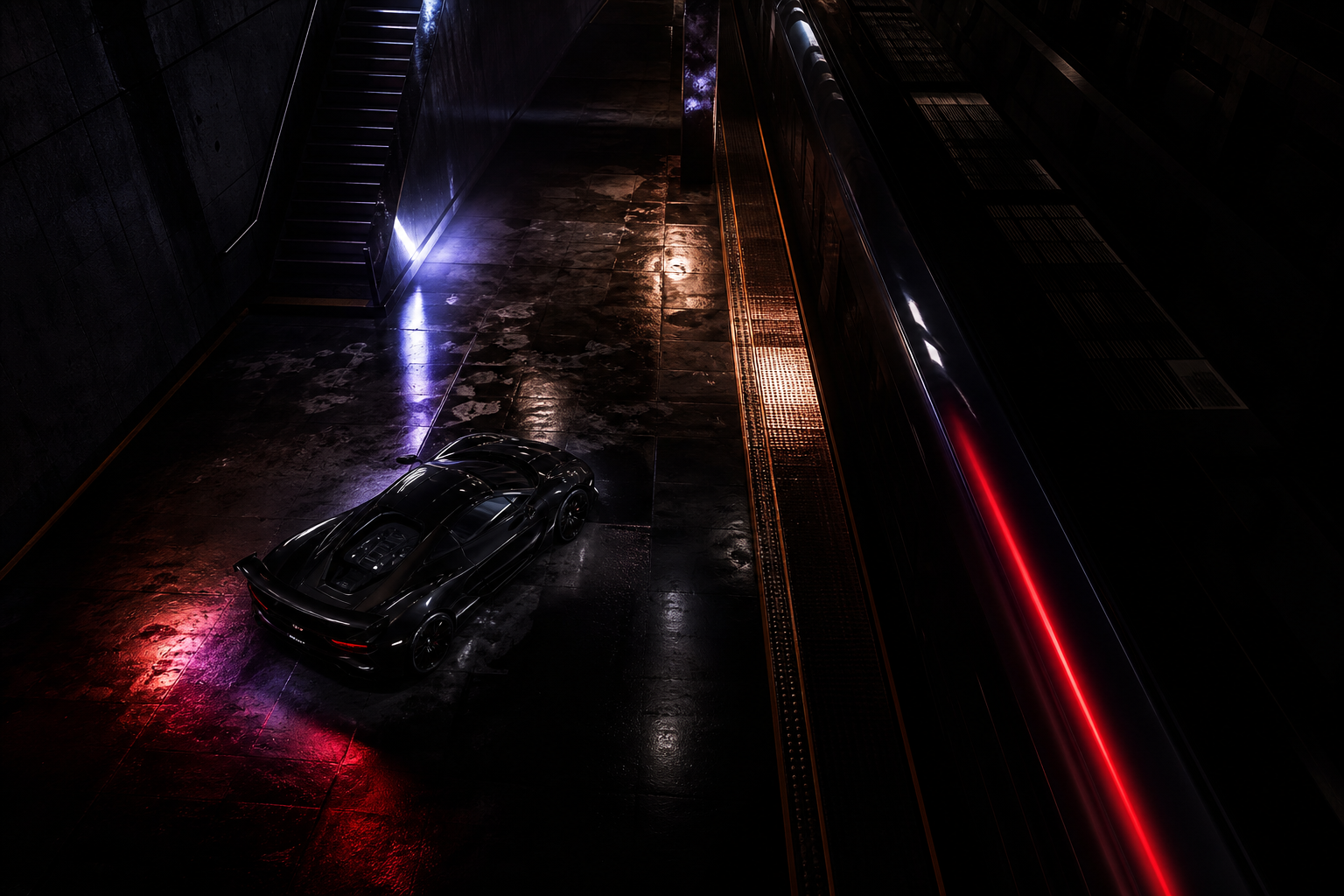 Cyberpunk Subway Station Supercars Wallpaper  10 4K